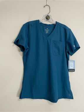 Med Couture V-Neck Medical Scrub Top in Teal- Sz Small‎ * NWT Medical Staff